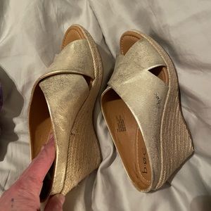 BOC Gold Cork Wedge Sandal